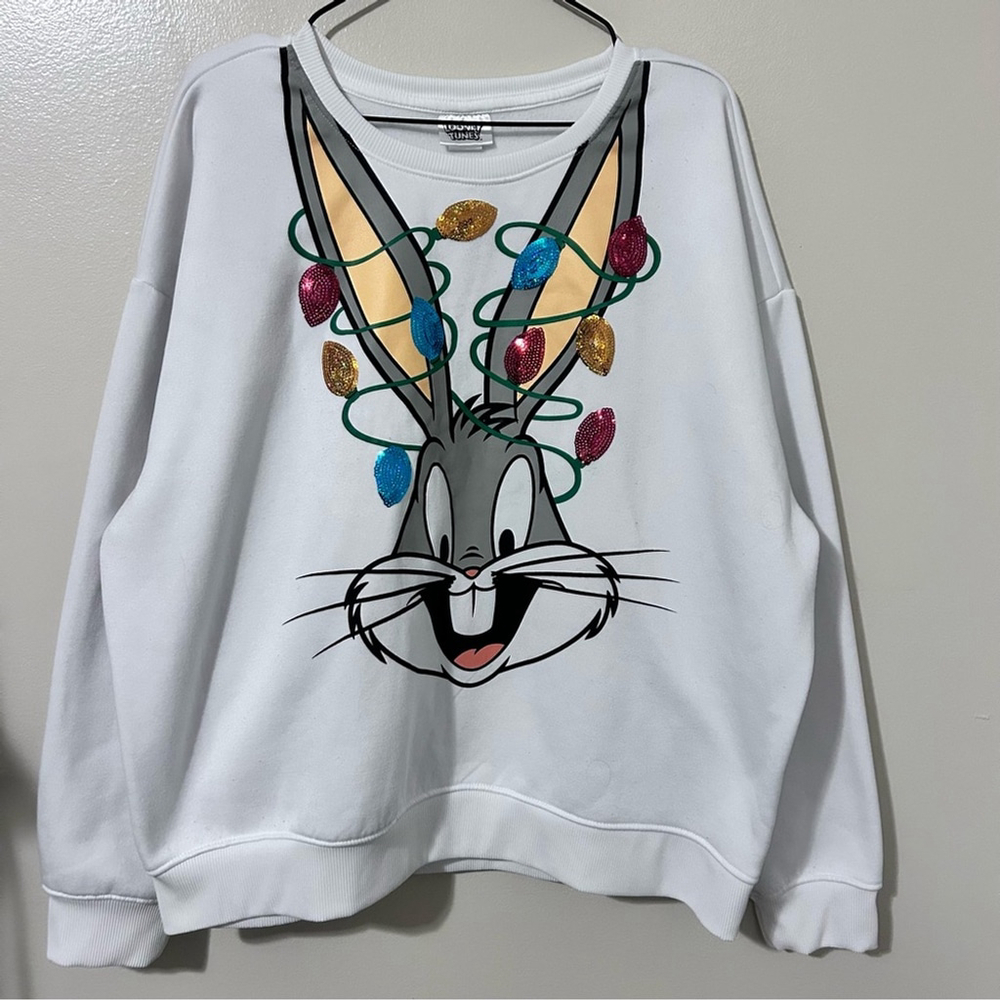 Bugs Bunny Looney Tunes Christmas Lights Vintage Holiday Christmas Sweater XXXL